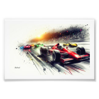 Racing Cars at High Speed, Photo Print