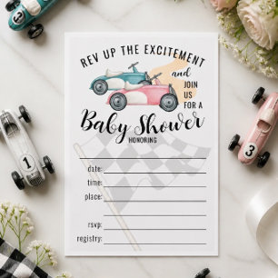 Racing Cars Fill In Baby Shower Invitation