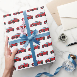 Racing Cars Race Retro Red Birthday Kids Wrapping Paper