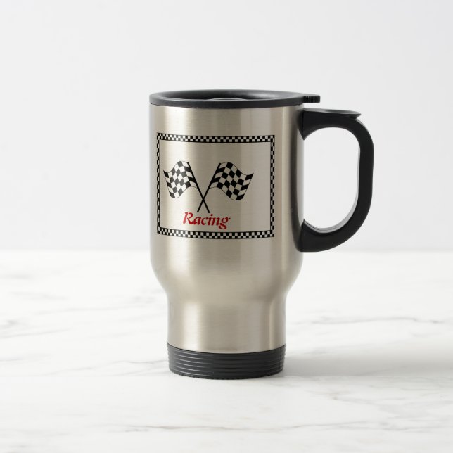 Racing Checkerboard Flags Commuter Mug (Droit)