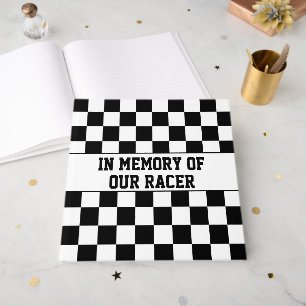 Racing Checkered Winners Flag Black and White Guest Book