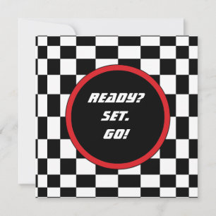 Racing Checkers Birthday Party Invitations