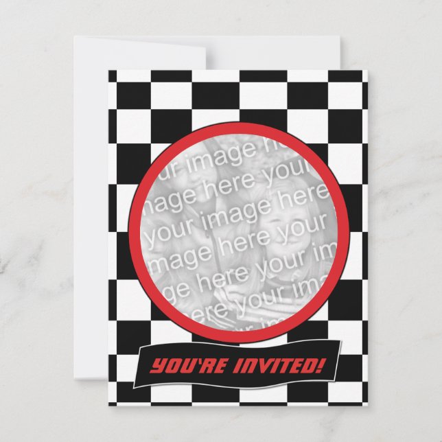 Racing Checkers Party Invitations (Front)