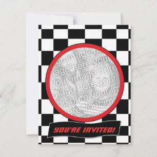 Racing Checkers Party Invitations
