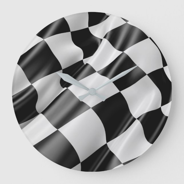 Racing Chequered Flag Finish LIne Large Clock (Front)