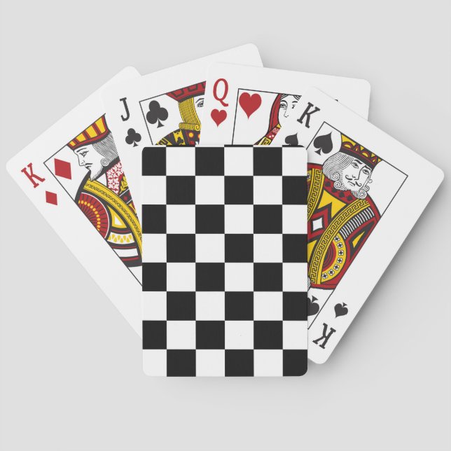 Racing Chequered Flag Pattern Large Black Playing Cards (Back)