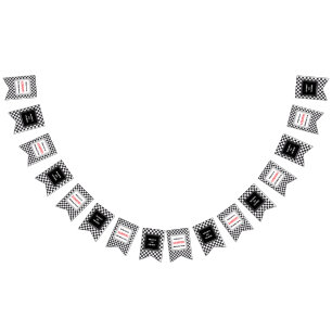 Racing / Chess Pattern - Squares 1a + Text & Logo Bunting Flags