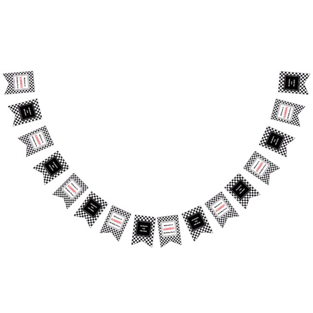 Racing / Chess Pattern - Squares 1a + Text & Logo Bunting Flags (All)