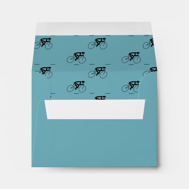 Racing cyclist pattern on blue envelope (Back (Bottom))