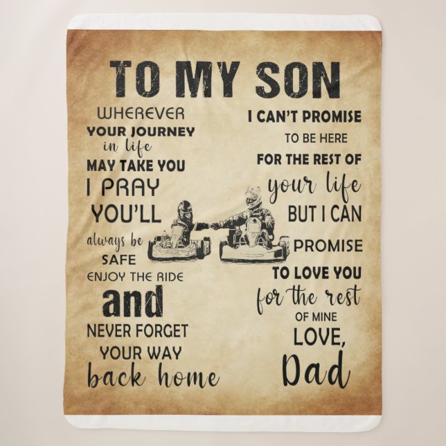 Racing Dad To My Son From Dad Gift Meaning Sherpa Blanket (Front)