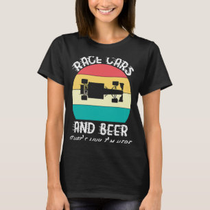 Racing Day For Women Race Cars And Beer Chequered T-Shirt