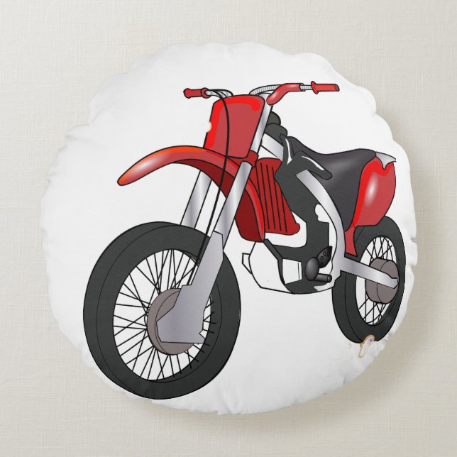 Racing Dirt Bike Art Round Pillow (Front)