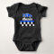 Racing driver blue car custom name baby boy romper