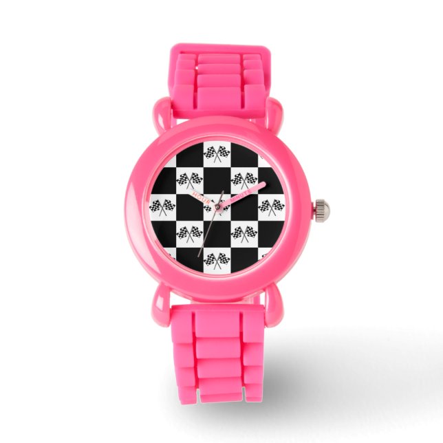 Racing Fans Winner Watch Black White Checked Flags (Front)