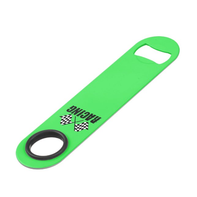 Racing Flag Bottle Opener Bar Key (Front Angled)