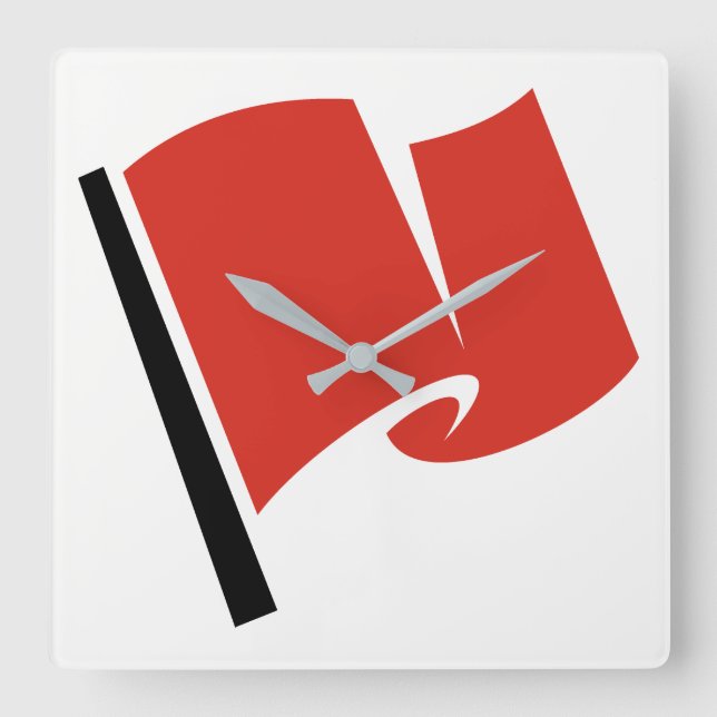Racing Flag Red Square Wall Clock (Front)