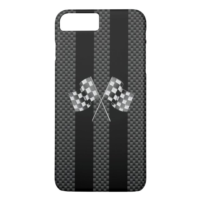 Racing Flags Design on Stripes Carbon Fibre Style Case-Mate iPhone Case (Back)