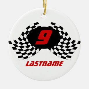 Racing Flags Photo Keepsake Ceramic Ornament
