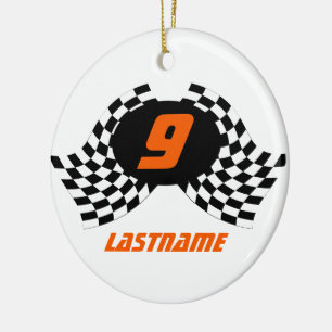 Racing Flags Photo Keepsake Ceramic Ornament