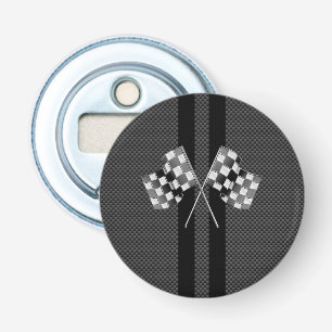 Racing Flags Stripes in Carbon Fibre Style Decor Bottle Opener