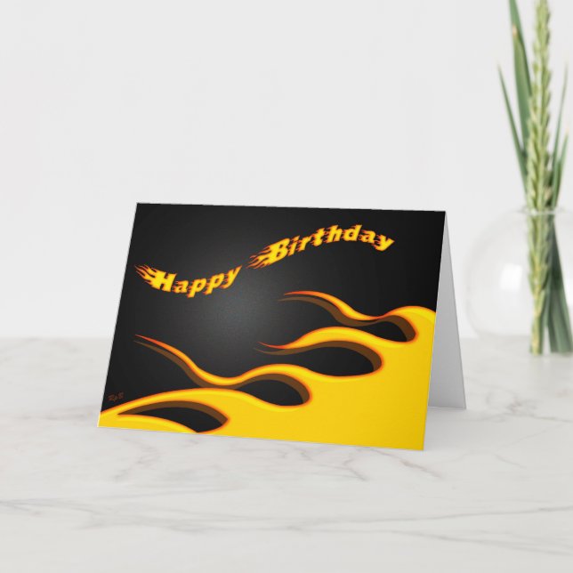 Racing Flames: Happy Birthday Card (Front)