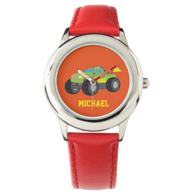 Racing Green Monster Truck for Racer Boys Watch (Front)