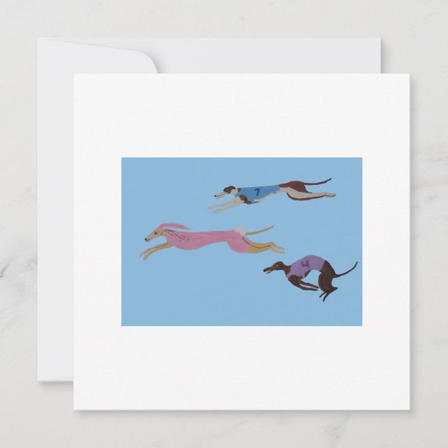 Racing Greyhounds with lead dog in Bunny suit Card (Front)