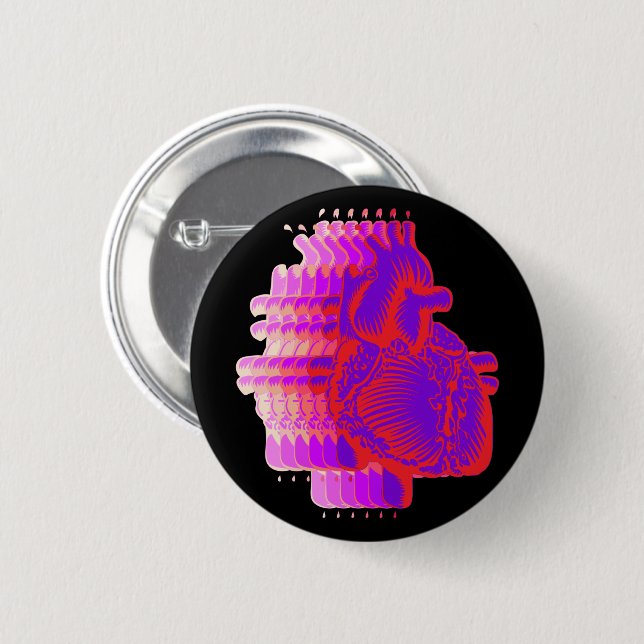 Racing heart 2 inch round button (Front & Back)