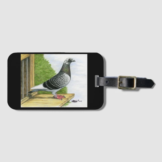 Racing Homer On the Landing Board Luggage Tag (Front Horizontal)