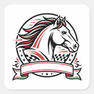 Racing Horse Sticker With Red Accents
