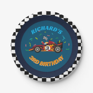Racing Kid's Birthday Race Car Theme Invitation Paper Plate
