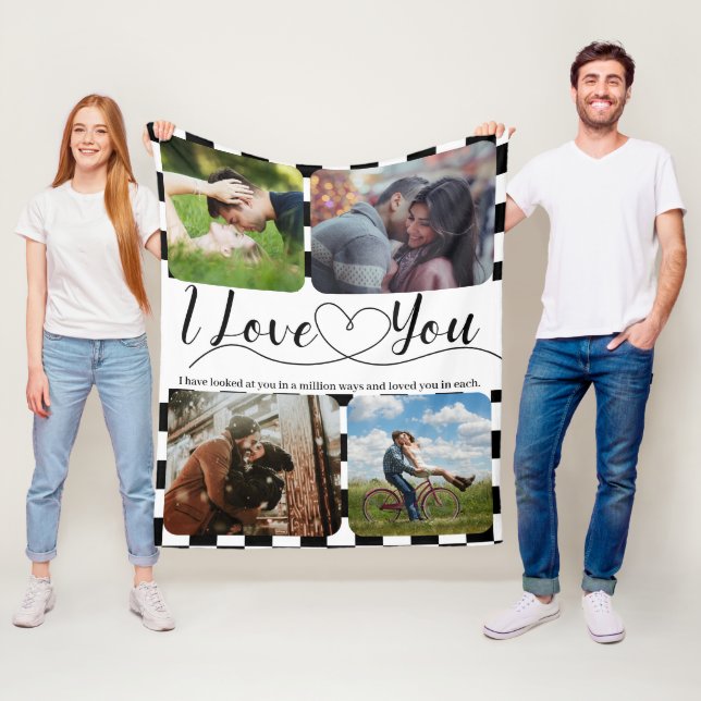 Racing Love Photo collage Anniversary Valentine Fleece Blanket (In Situ)