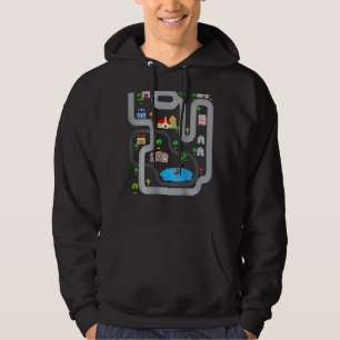 Racing Map Playmat Car Track On Back Dad And Son Hoodie