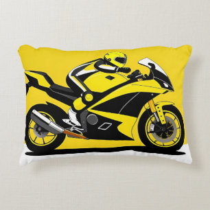 Racing Motorcycle and Rider Accent Pillow