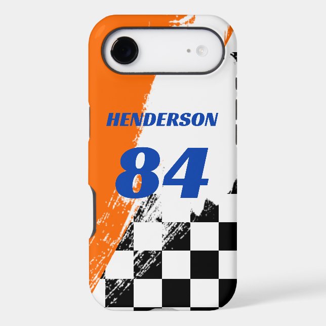Racing Name Number Blue Black White and Orange (Back)