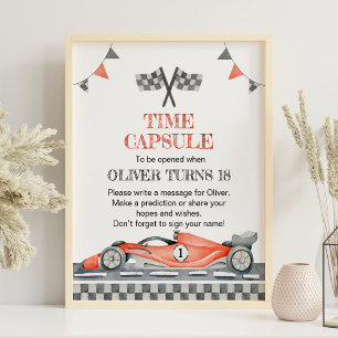 Racing Party Birthday Time Capsule sign