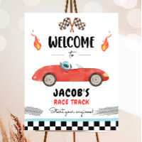 Racing Race Car Two Fast Curious Boy Welcome Poste