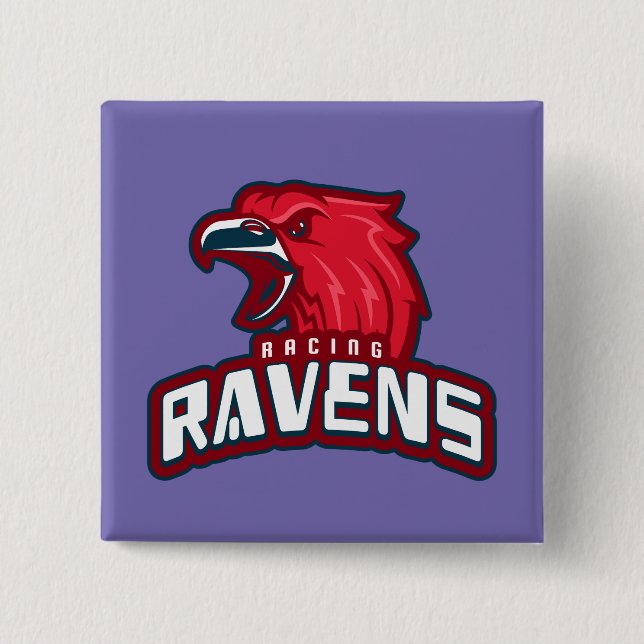 Racing Ravens 2 Inch Square Button (Front)