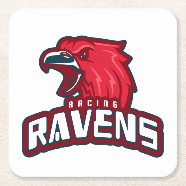 Racing Ravens Square Paper Coaster (Front)
