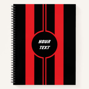 Racing Red Black Double Stripes Sports Custom Notebook