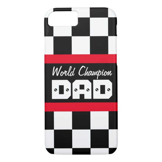 Racing red black world champion dad iphone case (Back)