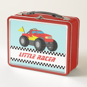 Racing Red Monster Truck Boys Personalized Metal Lunch Box