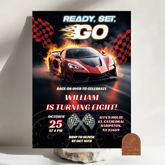 Racing Red Sport Car Birthday Boy Invitation