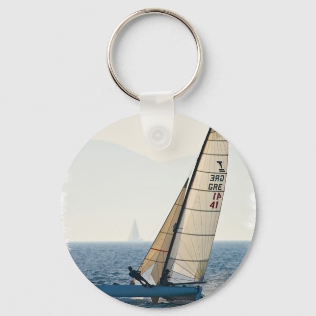 Racing Sailboat Keychain (Front)