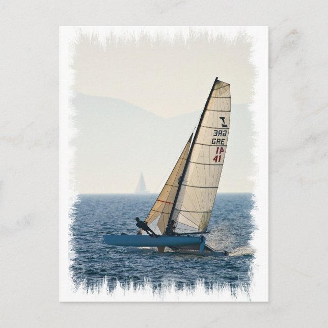 Racing Sailboat Postcard (Front)