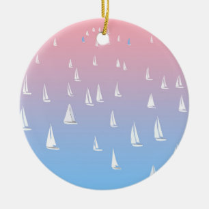 Racing sailboats in the open sea   ceramic ornament
