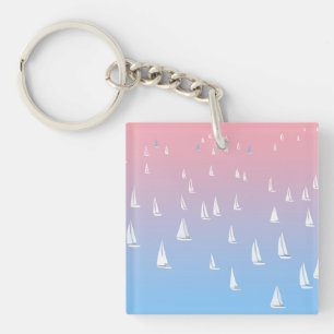 Racing sailboats in the open sea  keychain