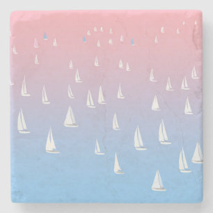 Racing sailboats in the open sea stone coaster