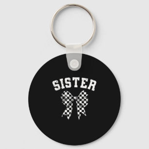 Racing Sister Of The First Birthday Boy Race Car F Keychain
