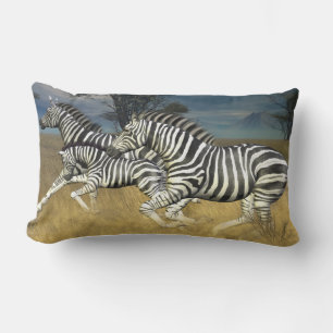 Racing Stripes - Running Zebra Lumbar Pillow